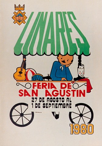 No fueron muchos los proyectos que se presentaron al Concurso de Carteles de Feria de Linares de 1980. De entre los diecisis concursantes que exhibieron sus proyectos, en el Patio de Cristales del Ayuntamiento, destacamos el primer premio destinado a ser el cartel anunciador de la feria y cuyo autor es Santiago Tirado Franco con su Testigo de tantas noches de Feria. Es representado el tpico banco del Paseo de Linarejos, donde los espacios destinados para la publicidad son utilizados para anunciar la Feria de San Agustn y la temporalidad de la misma. Destaca el estilo hiperrealista utilizado aunque el fondo tan sumamente negro, solo roto por estrellas de colores, recibi varias crticas. El segundo premio, destinado a ilustrar los programas de mano, fue para Mercadillo de ilusiones de Jos Rodrguez Mndez, que representa a un amable vendedor y su puesto de ilusiones, alegoras de lo que propios y ajenos a Linares encuentran en su feria. Original es, tambin, la composicin del toldo del puesto ambulante con las letras que forman, en perspectiva, el nombre de Linares. Una vez ms se alterna el 