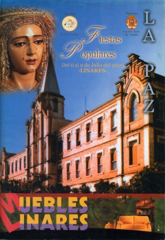 Comienza un nuevo milenio pero la temtica de las portadas de las fiestas mantiene un patrn muy parecido al de los ltimos aos. Se reanuda la procesin de la Virgen de la Paz por la calle de la Barriada cuya primera vez ocurri en el ao 1991, y que en 1997 se suspendi. Tambin vuelven otras antiguas tradiciones, pero otras ms novedosas como la discoteca-mvil, desaparecen debido a las quejas expresadas por parte de los vecinos sobre el excesivo. Nuevamente se utiliza la imagen del Hospital de los Marqueses de Linares y la Virgen de la Paz.