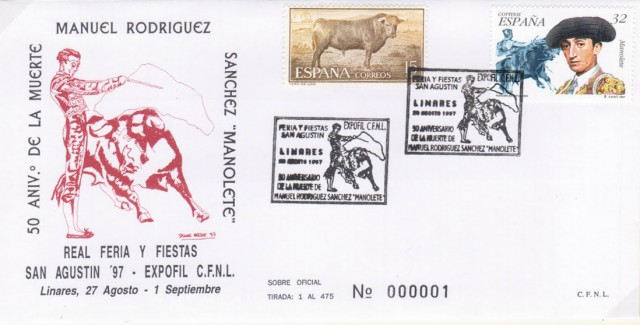 El sello de 1997 fue el segundo que se le concedi al Crculo Filatlico y Numismtico de la ciudad. A diferencia del sello conmemorativo del centenario del nacimiento de Andrs Segovia en 1993; en esta ocasin, slo fue apoyado por el Ayuntamiento de Linares. Otras instituciones como Diputacin de Jan no lo hicieron.